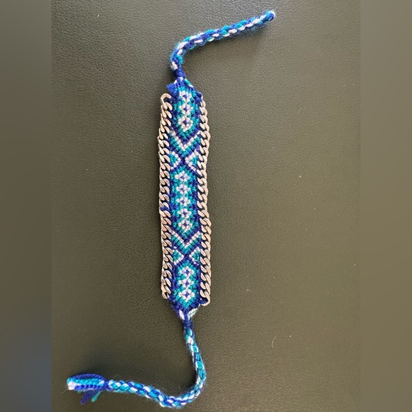 Hipanema Blue Woven Friendship Bracelet with Silver Chain – Boho Chic Adjustable - Picture 1 of 1